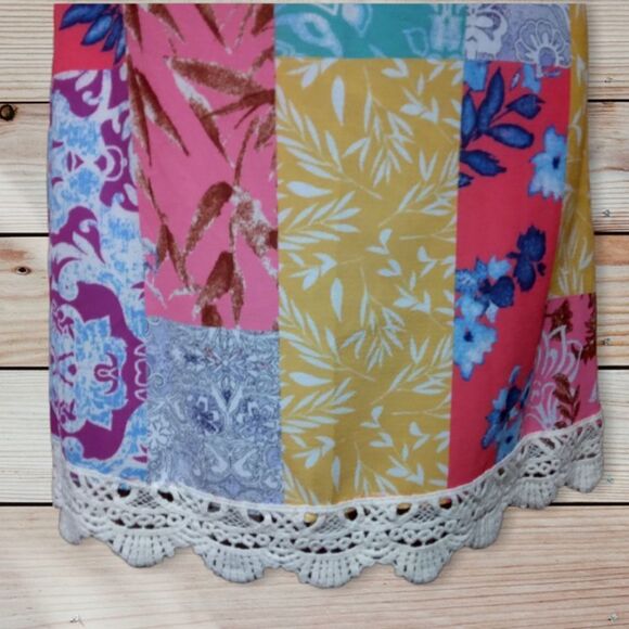 UMGEE | PATCHWORK PAISLEY COLORFUL BOHO BEACHY  OFF THE SHOULDER STRAPLESS DRESS - Picture 13 of 16